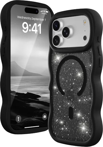 Vista 142 de Magsafe - Funda magnética para iPhone 12 Pro Max, compatible con Magsafe con marco ondulado, translúcido, mate, parte trasera dura, de silicona, a
