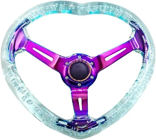 Vista 6 de Volante de Carreras de Acrílico Universal con Diseño en Forma de Corazón Volante Apto para la Mayoría de Vehículos, Coches de Carreras, RZR, Club