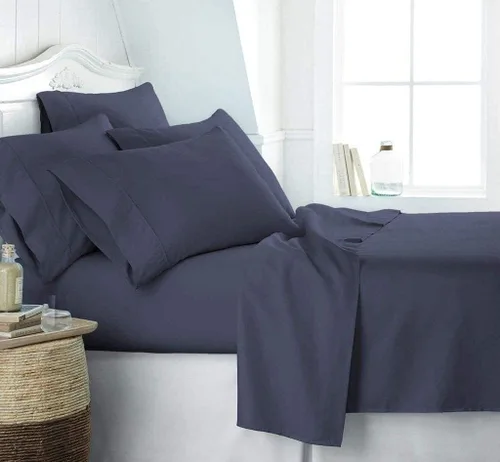 Vista 13 de Sábana egipcia beige maciza Full- 1 sábana bajera ajustable extra profunda para colchón de 16.0 in a 18.0 in