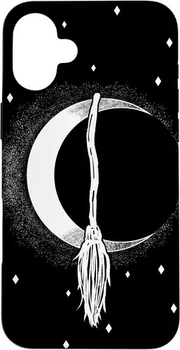 Vista 22 de Funda para iPhone 16 con diseño de luna creciente, escoba de bruja, vintage, Halloween, niñas y mujeres