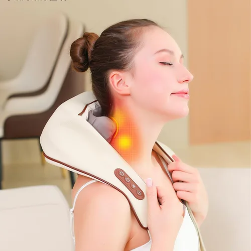 Vista 3 de B.A.J Masajeador de cuello y hombro, masajeador eléctrico de hombro, almohada de masaje de amasamiento para pies, piernas, alivio del dolor muscular