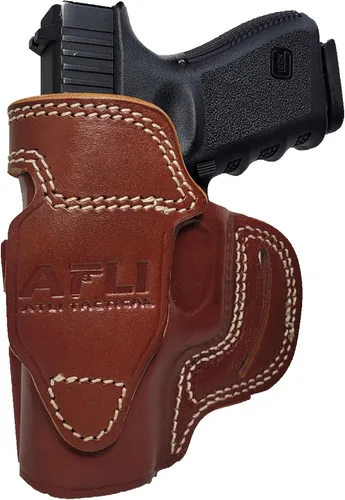 Vista 2 de OWB - Funda de cuero Glock 19 – Funda para panqueques para Glock 19 – Fundas Glock 19X – para Glock19 19X 32, Canik TP9DA, Sig P225 Pistolas – Funda