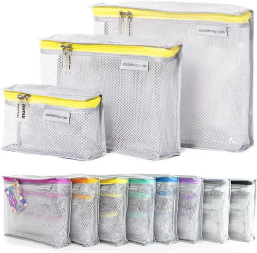 Vista 10 de MUMI Juego de 3 neceseres de viaje – Bolsas de aseo resistentes al agua para mujeres y hombres – Bolsas transparentes para artículos de tocador