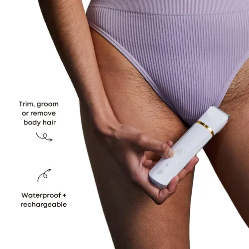 Vista 2 de Bushbalm Cortadora de bikini - Afeitadora eléctrica para mujer, impermeable, afeitadora inalámbrica para áreas sensibles, aseo cercano para bikini