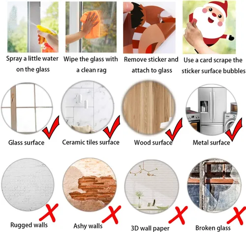 Vista 4 de LOMIMOS 107 calcomanías de Navidad para ventana, copos de nieve, reno, Papá Noel, para suministros de decoración de fiestas