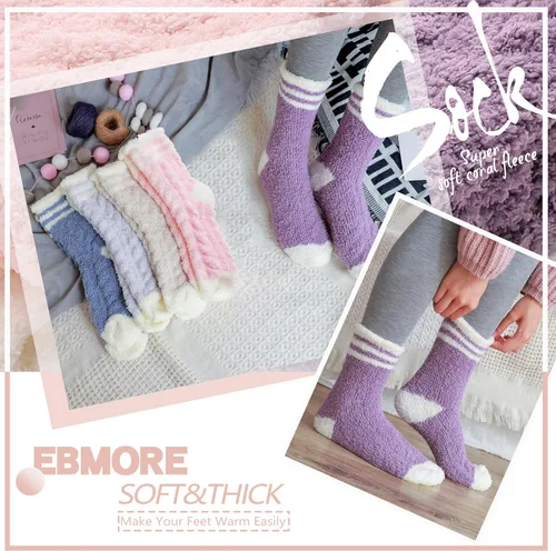 Vista 6 de EBMORE Womens Fuzzy Socks Slipper Fluffy Cozy Comfy Cabin Plush Warm Winter Sleep Home Soft Socks