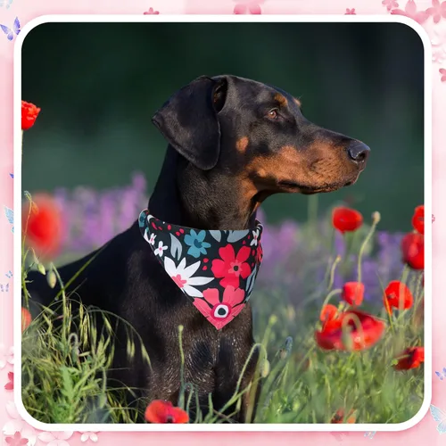 Vista 7 de Sweetude 50 bandanas para perro, diseño floral, triangular, ajustable, lavable, para perros pequeños, medianos y grandes, mascotas