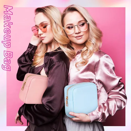 Vista 6 de Sweetude 6 piezas Bolsa de maquillaje de nailon, neceser de viaje con cremallera, bolsa de cosméticos de nailon para bolso, organizador