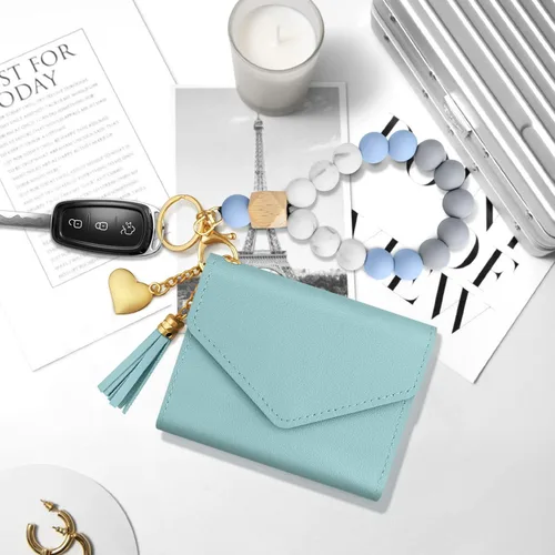 Vista 5 de Llavero de pulsera con cuentas de silicona elástica con bolsillo para tarjetas con cuentas llavero pulsera cartera