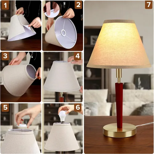 Vista 7 de Lámpara de mesa de madera moderna de mediados de siglo, control táctil y lámpara de noche regulable de 3 vías para dormitorio, sala de estar, mesita