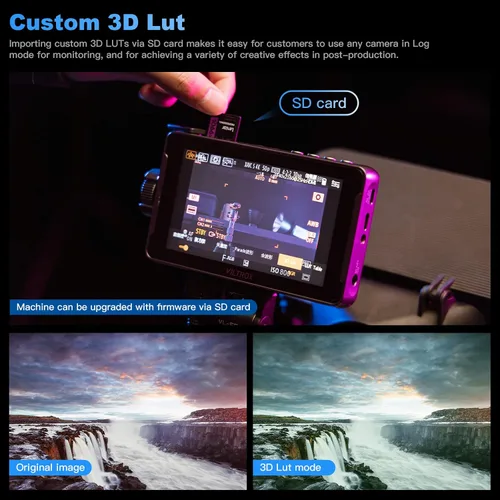 Vista 8 de VILTROX DC550 Pro - Monitor de campo LCD táctil de 5.5" para cámara, monitor de video externo DSLR 4K HDMI para Sony, Canon, Nikon, con cofia