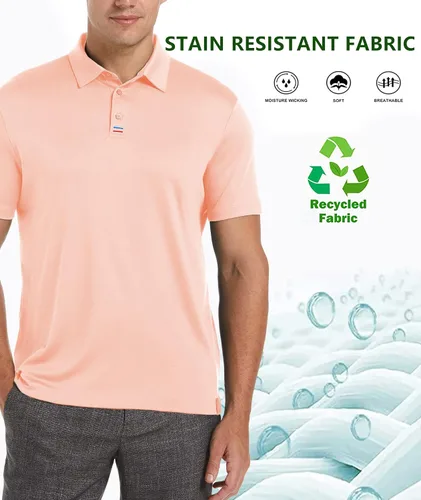 Vista 15 de V VALANCH Polo de golf de manga corta para hombre, estilo casual, con cuello que absorbe la humedad