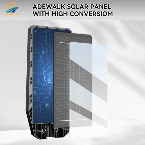 Vista 3 de 6000 W de luces solares para exteriores resistentes al agua, luz de calle solar del atardecer al amanecer de 7000 K, sensor de movimiento