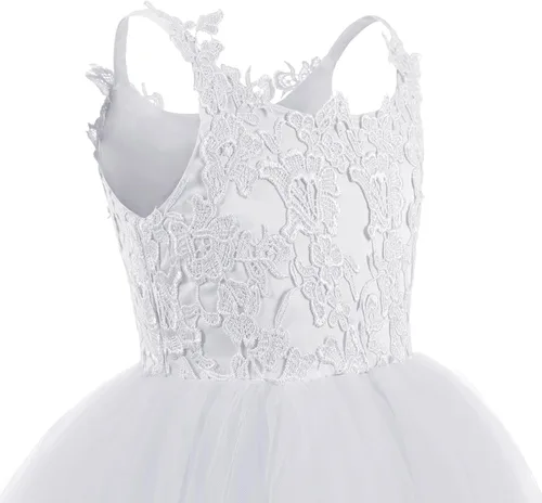 Vista 2 de Plwedding Vestido de niña de las flores con encaje y tul, para fiesta y primera Comunión