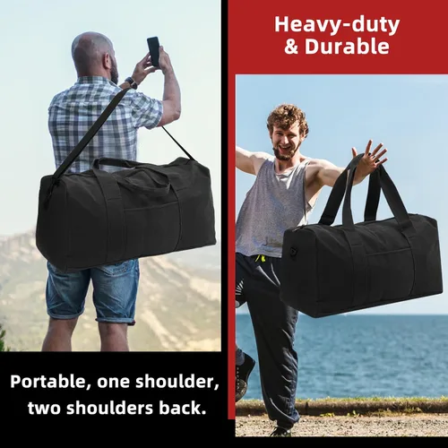 Vista 7 de Bolsa de lona grande utilitaria, Negro claro, Bolsa de equipaje duradera