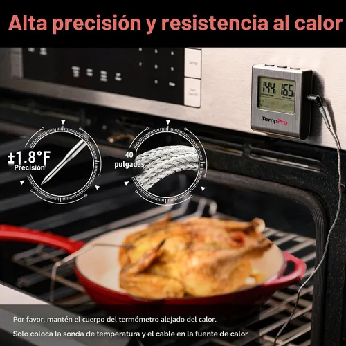 Vista 2 de Cocina digital LCD ThermoPro TP16 grande de cocción, comida, carne, termómetro para horno para barbacoa parrilla fumador temporizador de reloj