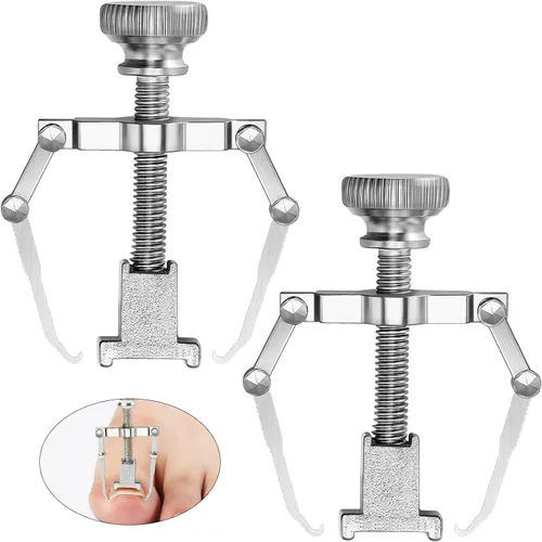 Vista 7 de 2 piezas encarnadas levantador de uñas encarnadas herramienta de uñas encarnadas abrazadera del dedo del pie de acero inoxidable herramienta