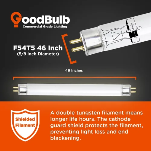 Vista 3 de GoodBulb F54T5/830/ECO 54W 46 pulgadas T5 Bombilla fluorescente T5, base bi-pin media blanca cálida de 3000 K, 4950 lúmenes 85 CRI 36000 horas