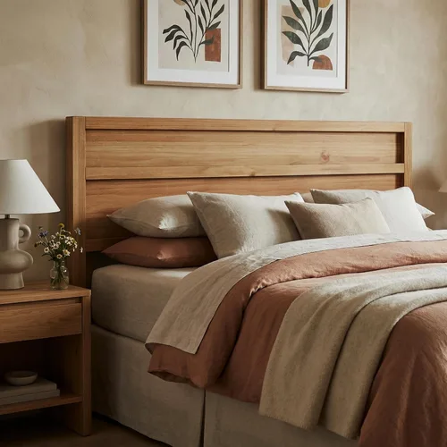 Vista 19 de ComfIQ Serene - Cabecero de panel de madera maciza con puntuación horizontal, tamaño individual, negro, fácil montaje, materiales de calidad