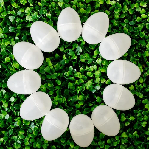 Vista 3 de BestPysanky 12 huevos de Pascua de plástico blanco