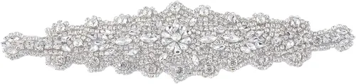Vista 13 de FINGERINSPIRE 12 diamantes de imitación de cristal en forma de hoja - 6 estilos de apliques de cristal brillante con fijación en caliente, hojas 12