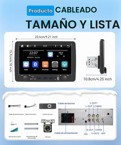 Vista 9 de Rimoody - Estéreo de automóvil de un solo din con Carplay inalámbrico y Android Auto, receptor de audio para automóvil con pantalla táctil de 9