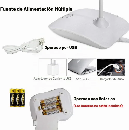 Vista 6 de Lámpara LED de mesa, portátil, con protección ocular, con cuello de cisne flexible, luces de escritorio pequeñas para dormitorio, estudio, oficina