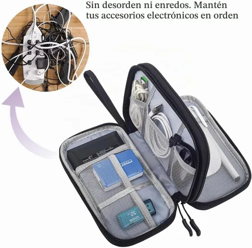 Vista 7 de CAAORDKSO Bolsa Organizadora de Electrónicos para Viaje, Estuche Pequeño Organizador de Cables Impermeable, Bolsa de Accesorios, Estuche Electrónico