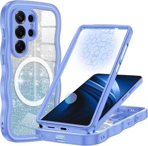 Vista 22 de Hekodonk Funda magnética para Galaxy A17 5G, [compatible con Magsafe] [Protector de pantalla de vidrio templado integrado] [tarjeta con purpurina]