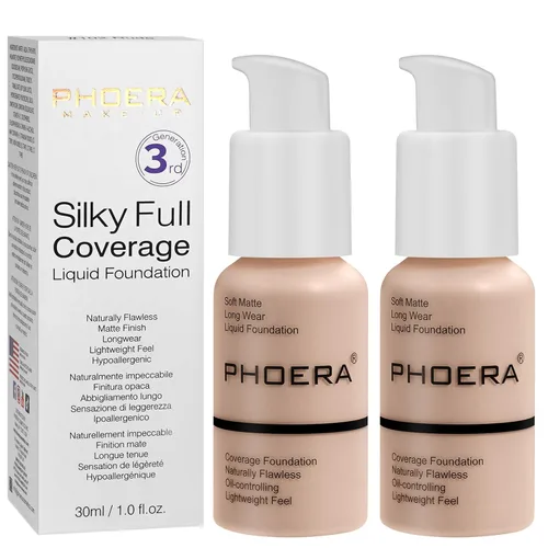 Vista 9 de PHOERA - Base líquida mate, maquillaje PHOERA para mujeres, corrector de cobertura completa, base PHOERA, corrector de control de aceite mate de 1.0