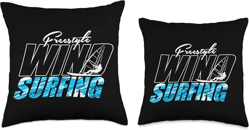 Vista 3 de Freestyle Windsurfer Windsurfing Surfboard Ocean Wave Surf Throw Pillow
