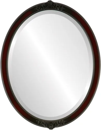Vista 10 de Espejo de pared biselado ovalado para decoración del hogar, estilo Athena, negro plateado, dimensiones exteriores de 14 x 18 pulgadas