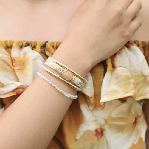 Vista 2 de FANCY SHINY- Pulseras de cuero de la envoltura de cuentas de cristal de la pulsera Boho Cuff piedra, dije, pulseras con cierre magnético de joyería
