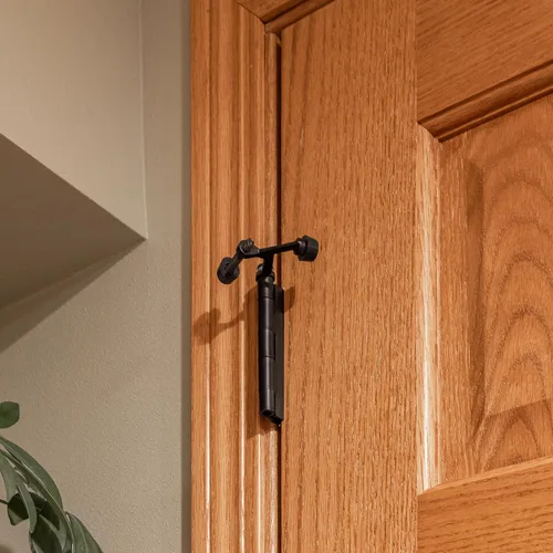 Vista 8 de Design House Tope de puerta con pasador de bisagra, negro mate Ajustable, Ajustable, Superficie, Tradicional, Zinc, Paquete de 10, Hardware, 189068