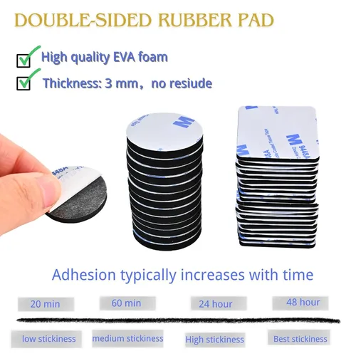 Vista 2 de Cinta de espuma de doble cara, cinta de montaje resistente, 56 piezas de cinta autoadhesiva de 0.118 pulgadas de grosor, almohadillas fuertes negras