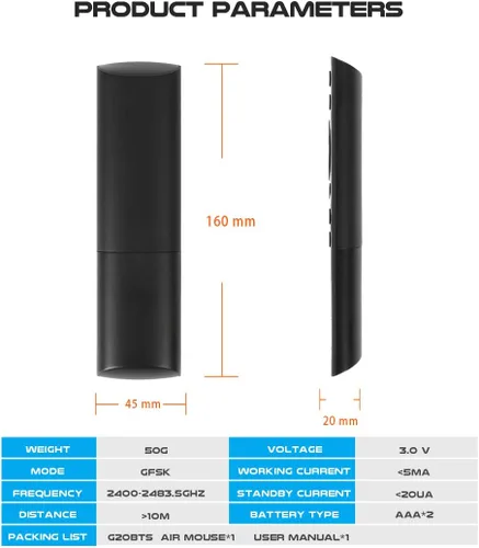 Vista 7 de G20S Control Remoto Bluetooth, Ratón Remoto de Aire con Sensor de Giroscopio de 6 Ejes y Aprendizaje IR para Nvidia Shield