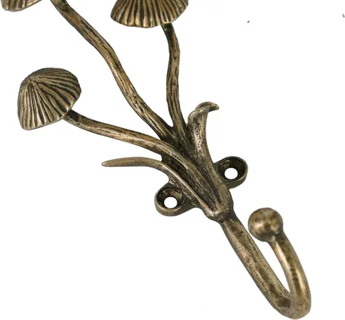 Vista 7 de SOFFEE DESIGN 2 piezas de ganchos para abrigos de metal dorado con forma de hongos 3D, para entrada, baño, dormitorio, decoración estilo granja