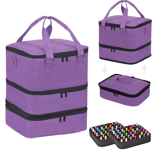 Vista 11 de FCQQYWZ Organizador de esmalte de uñas con 2 fundas desmontables con capacidad para 60 botellas y lámpara de uñas, organizadores de uñas portátiles