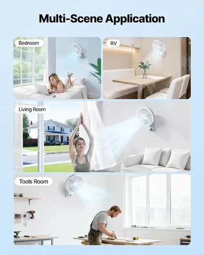 Vista 6 de VEVOR Ventilador de montaje en pared de 8.5 pulgadas, ventilador colgante