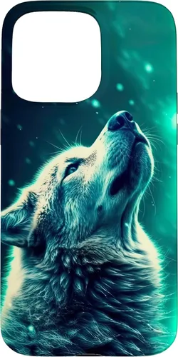 Vista 28 de Howling Wolf in Night Green Northern Lights Wolves Dog Lover Case for iPhone 16