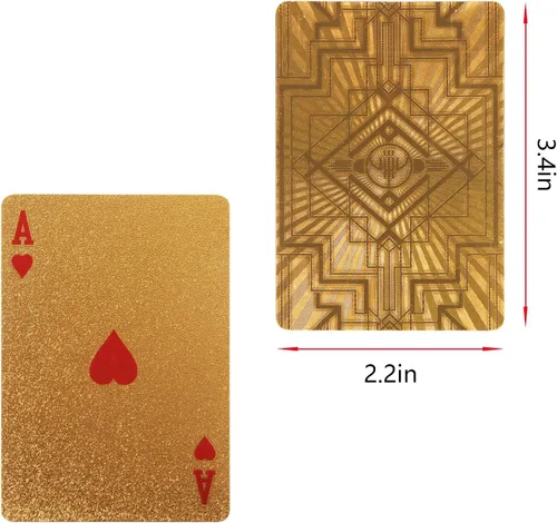 Vista 6 de Vijiv 2 cartas de póquer doradas de lujo, cubierta de plástico impermeable para 1920 Gatsby Party Decor Adultos Juegos Regalos