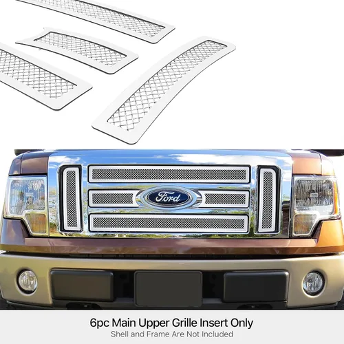Vista 3 de APS Rejilla de malla cromada de acero inoxidable premium compatible con Ford F-150 2009-2012 Lariat King Ranch Main Upper N19-T88767F