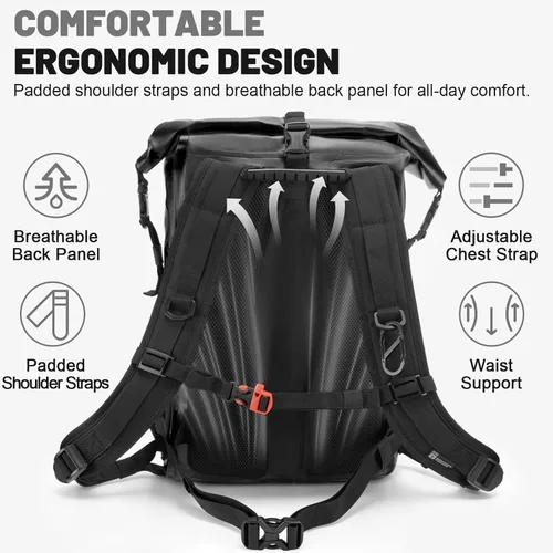 Vista 5 de Waterproof Dry Bag Backpack 25L/35L/55L/85L, Roll-Top Heavy Duty Rucksack Black