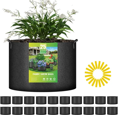 Vista 11 de iPower Paquete de 20 bolsas de cultivo de 2 galones, macetas de tela no tejida para plantación de jardín, macetas resistentes y de aireación