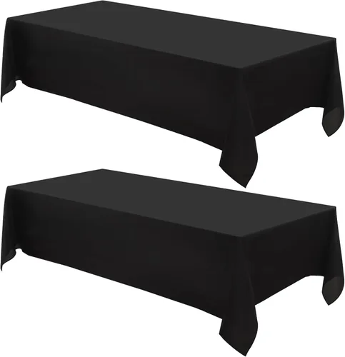 Vista 14 de Mantel Cuadrado 52 x 52 Pulgadas Manteles Negros Resistente a Manchas y Arrugas Lavable de Poliéster para Fiestas, Buffets y Bodas Mantel