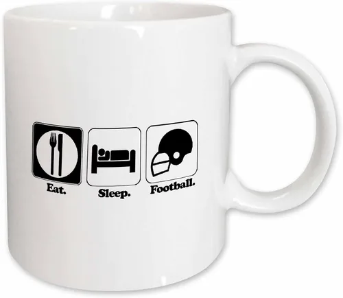 Vista 13 de 3dRose Funny Hobby Lifestyle Design Eat Sleep Football 15oz Two-Tone Black Mug