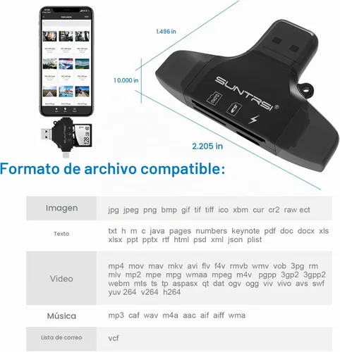 Vista 8 de Lector de tarjetas SD 4 en 1 para iPhone, iPad, Android, Mac, PC, cámara, lector de tarjetas micro SD, adaptador de tarjetas SD portátil, lector