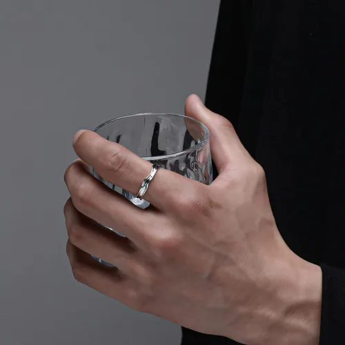 Vista 18 de Anillo de plata de ley 925, minimalista, ajustable, hecho a mano, para mujeres y niñas