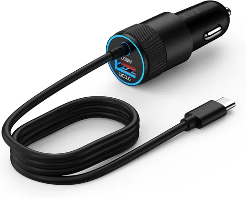 Vista 8 de Cable USB C retráctil, paquete de 3.3 pies de cargador de coche para iPhone black3