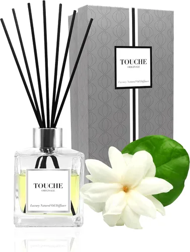 Vista 9 de Touche - Difusor de caña natural de lujo. Fragancia perfumada para el hogar de larga duración. Aceite esencial natural sin alcohol. Botella de Higo